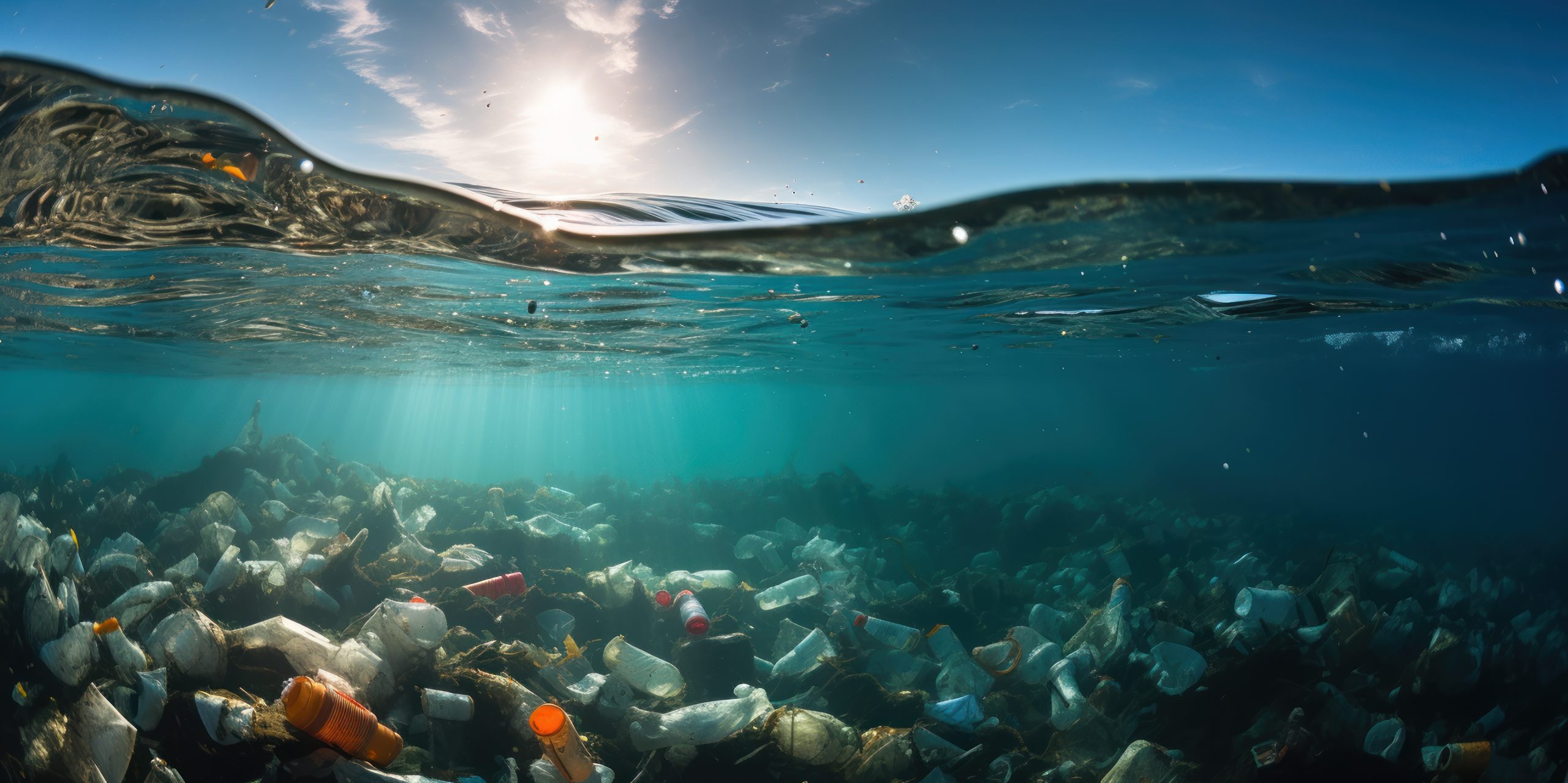 Plastic waste gathered in the ocean